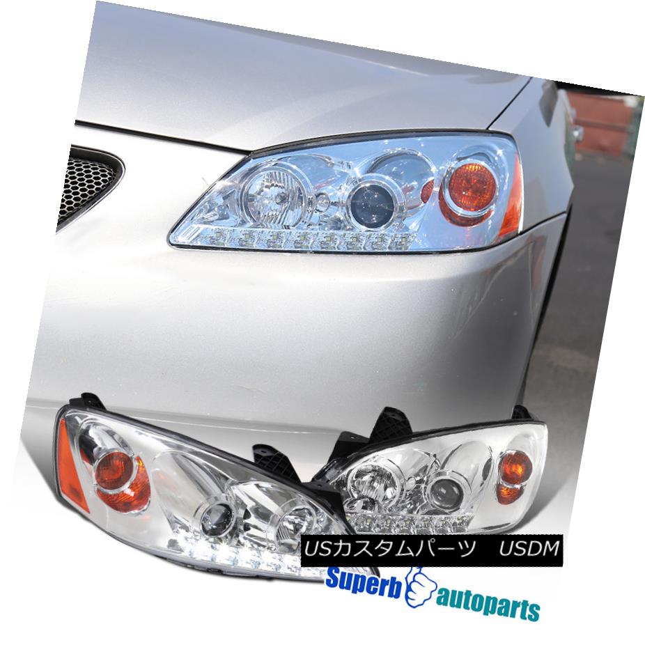 ヘッドライト 05-10 Pontiac G6 Projector Headlights w/ LED DRL Replacement Chrome Pair 05-10ポンティアックG6プロジェクターヘッドライト（LED DRL交換クロームペア付）