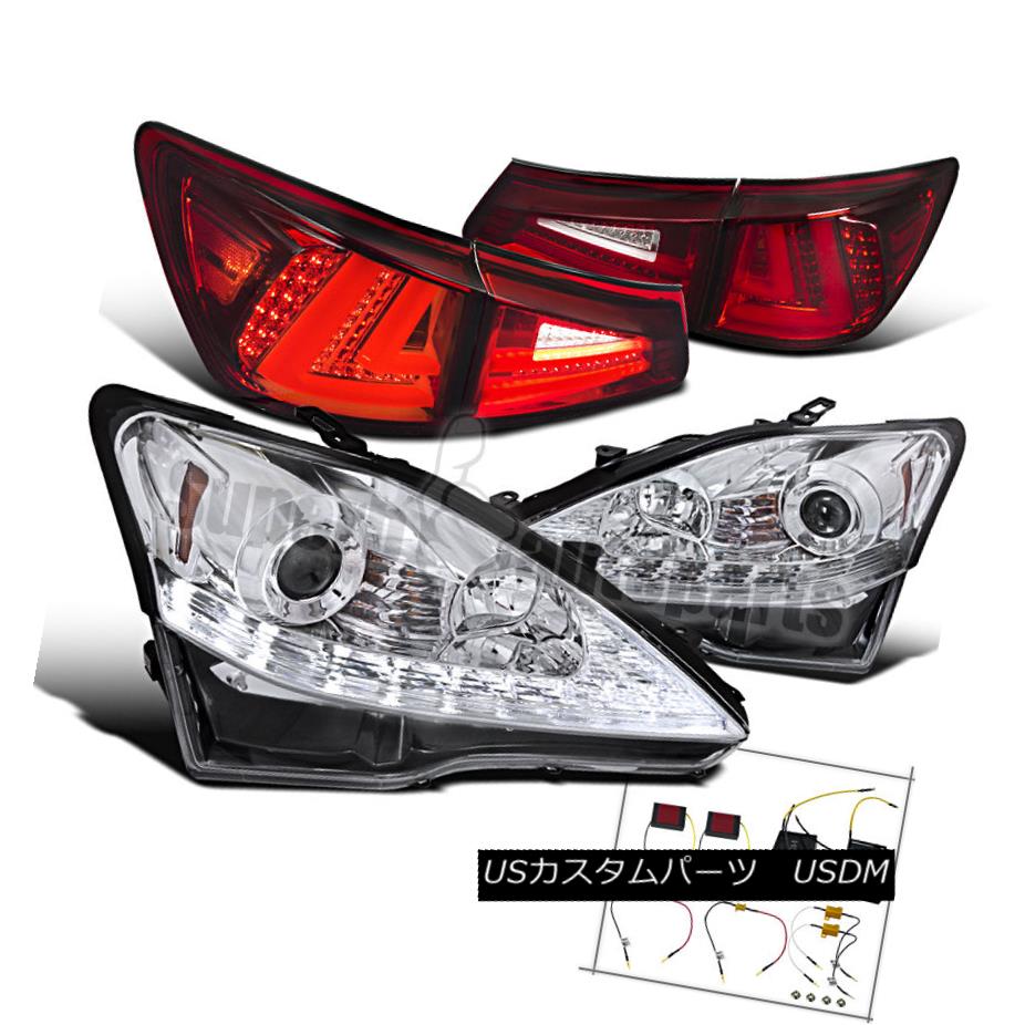 ヘッドライト 2006-2008 Lexus IS250 SMD LED DRL Signal Projector Headlights+Tail Lamp Red 2006-2008 Lexus IS250 SMD LED DRLシグナルプロジェクターヘッドライト+タイ lランプ赤