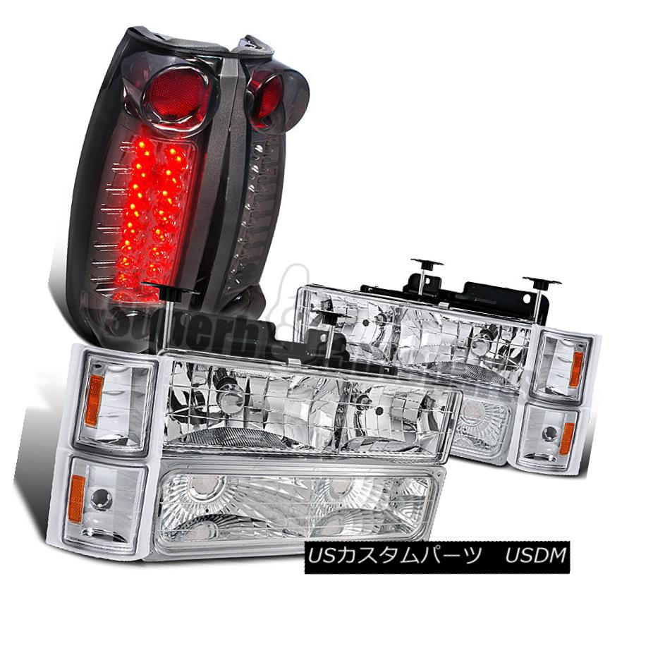 ヘッドライト 1994-1998 Silverado Headlight+Corner Bumper Lamp Clear +LED Tail Lights Smoke 1994-1998 Silveradoヘッドライト+トウモロコシ erバンパーランプクリア+ LEDテールライトスモーク