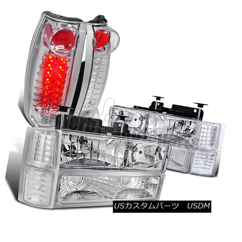 ヘッドライト 1994-1999 Silverado Clear Headlight+Corner Bumper Lamp +LED Tail Lights Chrome 1994-1999 Silveradoクリアヘッドライト+トウモロコシ erバンパーランプ+ LEDテールライトクローム