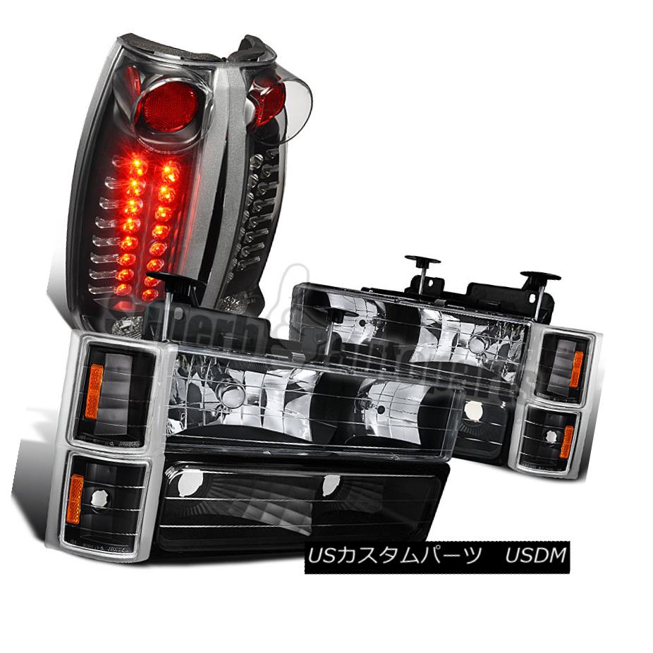 ヘッドライト 1994-1998 Silverado Black Headlight+Corner Bumper Lamp +LED Tail Lights Black 1994-..