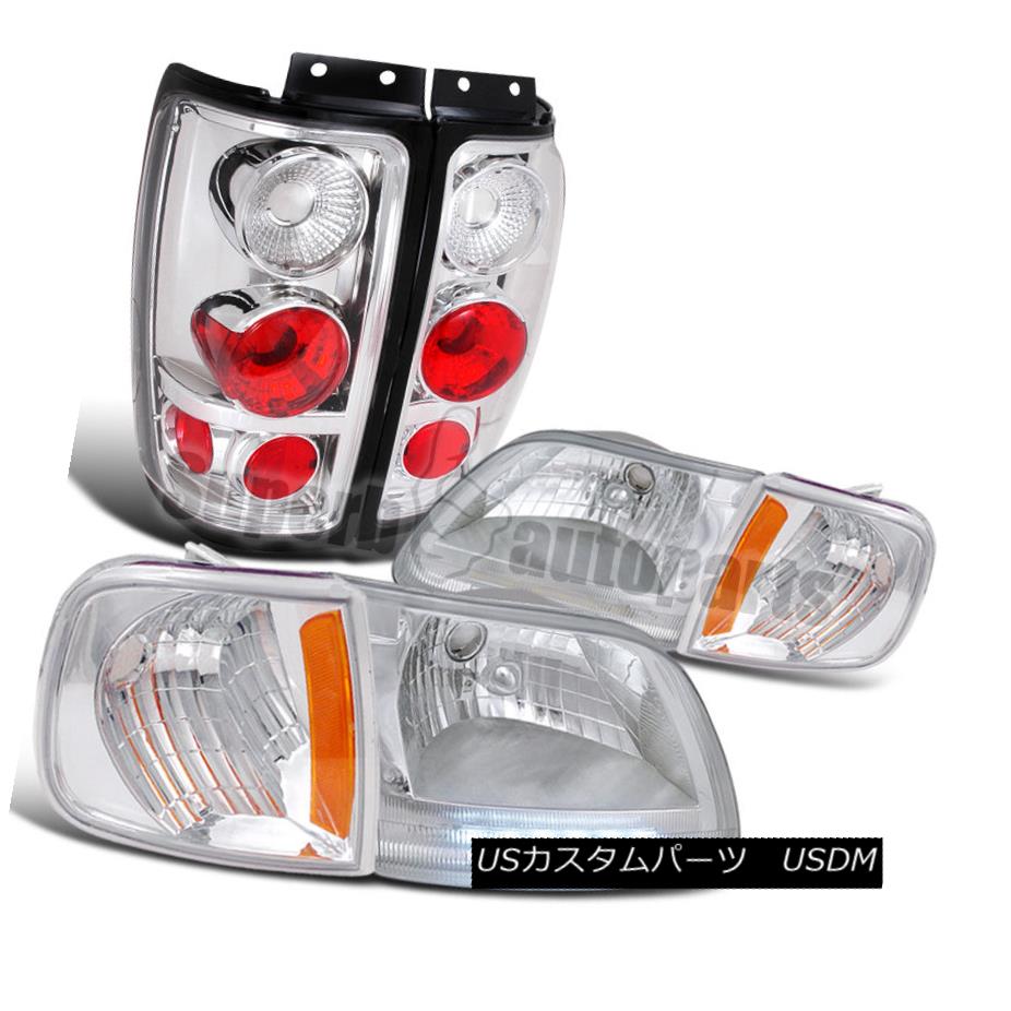 ヘッドライト 1997-2002 Ford Expedition Crystal Headlight+Corner Lamps+Tail Brake Lights Clear 1997-2002フォード遠征クリスタルヘッドライト+トウモロコシ erランプ+テールブレーキライトクリア