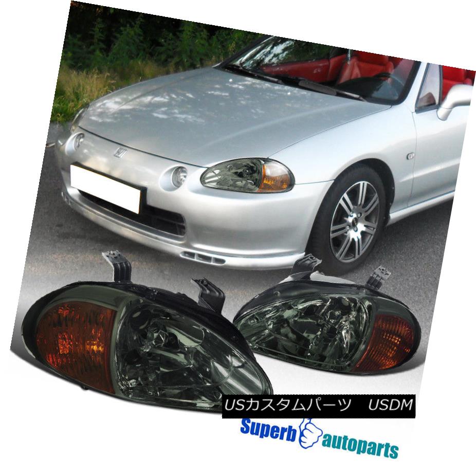 ヘッドライト for 1993-1997 Honda Del Sol JDM Smoke Headlight Head Lamps+Amber Reflector 1993-1997 Honda Del Sol JDMスモークヘッドライトヘッドランプ+アンバーリフレクター