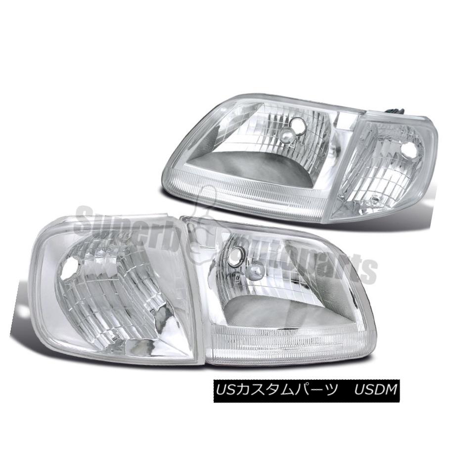 ヘッドライト 1997-2003 Ford F-150 Head Lights w/ Clear reflector+Corner Signal Lamps Chrome 1997-2003フォードF-150ヘッドライト、クリアリフレクター+トウモロコシ erシグナルランプクローム