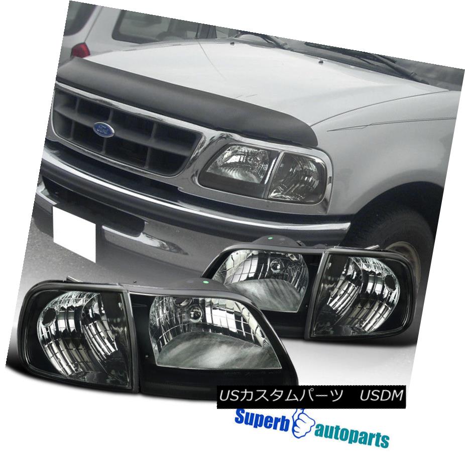 ヘッドライト 1997-2003 Ford F-150 Head Lights w/ Clear reflector+Corner Signal Lamps Smoke 1997-2003フォードF-150ヘッドランプ、クリアリフレクター+トウモロコシ erシグナルランプスモーク