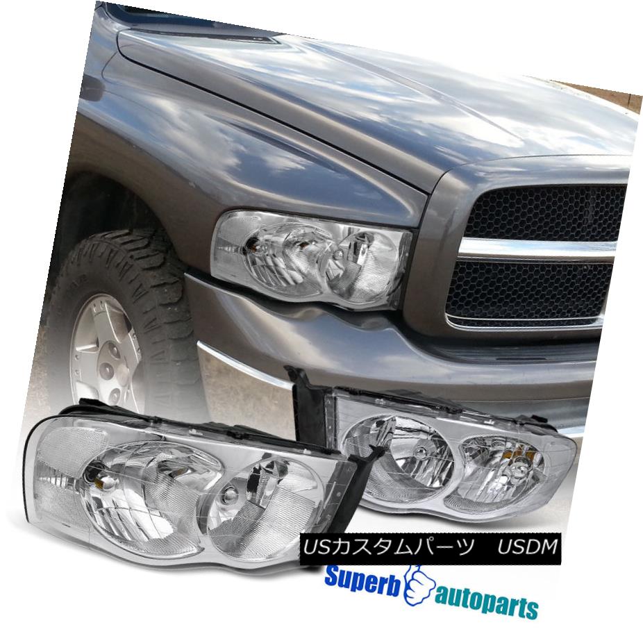 ヘッドライト 2002-2005 Dodge Ram 1500 2500 Crystal Clear Headlight Head Lamps Chrome 2002-2005 Dodge Ram 1500 2500クリスタルクリアヘッドライトヘッドランプクローム