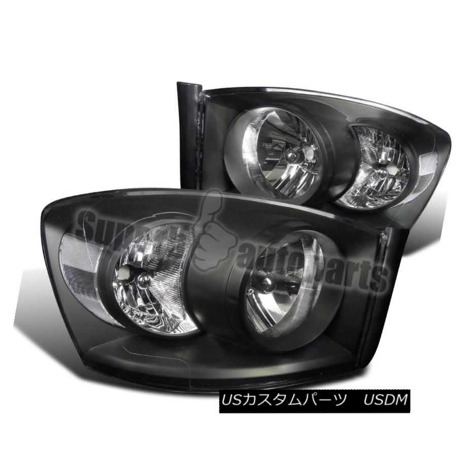 ヘッドライト 2006-2008 Dodge Ram Euro Headlight Head Lamps Black w/ Clear Reflector 2006-2008ダッジ・ラム・ユーロヘッドライトヘッドランプブラック/クリアリフレクター