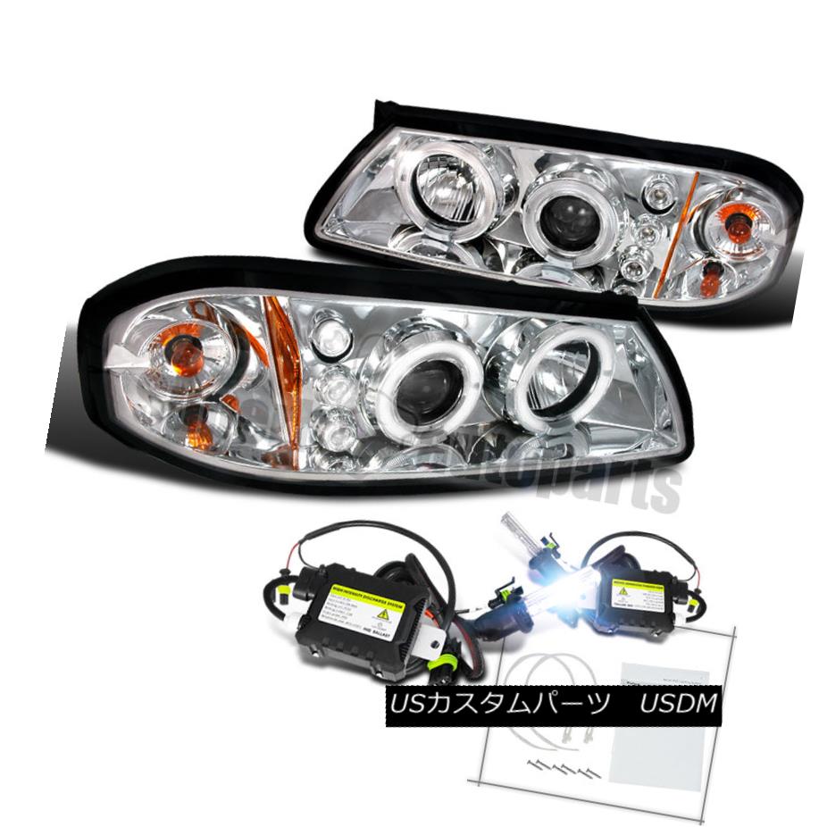 ヘッドライト 2000-2005 Chevy Impala Halo LED Projector Headlights Chrome/ Clear+H1 Slim HID 2000-2005シボレーインパラハローLEDプロジェクターヘッドライトクローム/クリア+ H1スリムHID