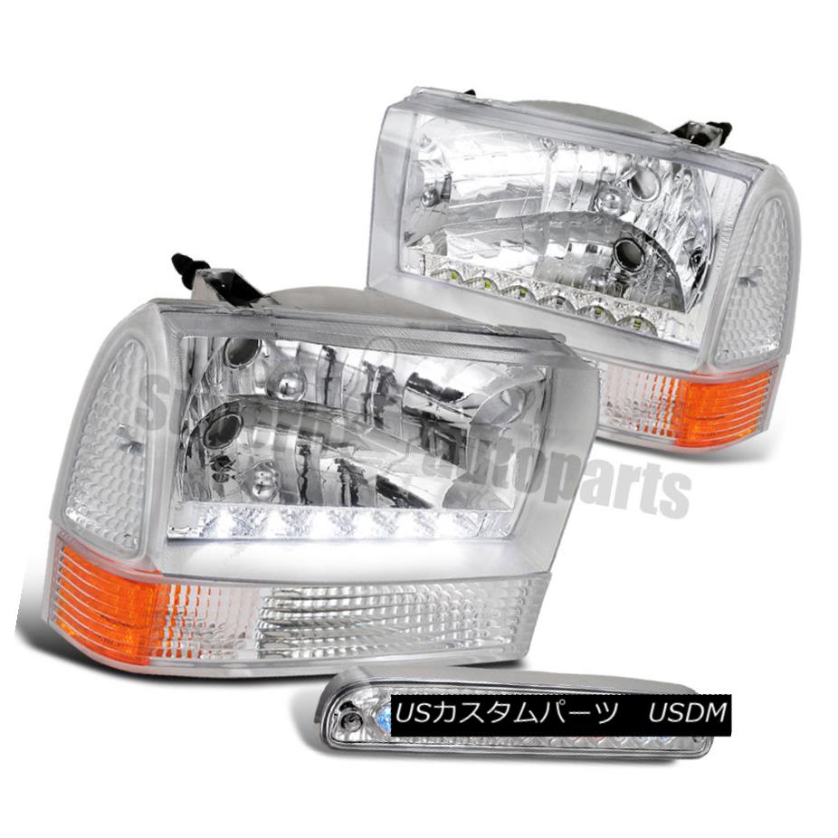 ヘッドライト 1999-2004 Ford F250 F350 Headlight+Corner Signal+LED 3rd Brake Lamp Chrome Clear 19..