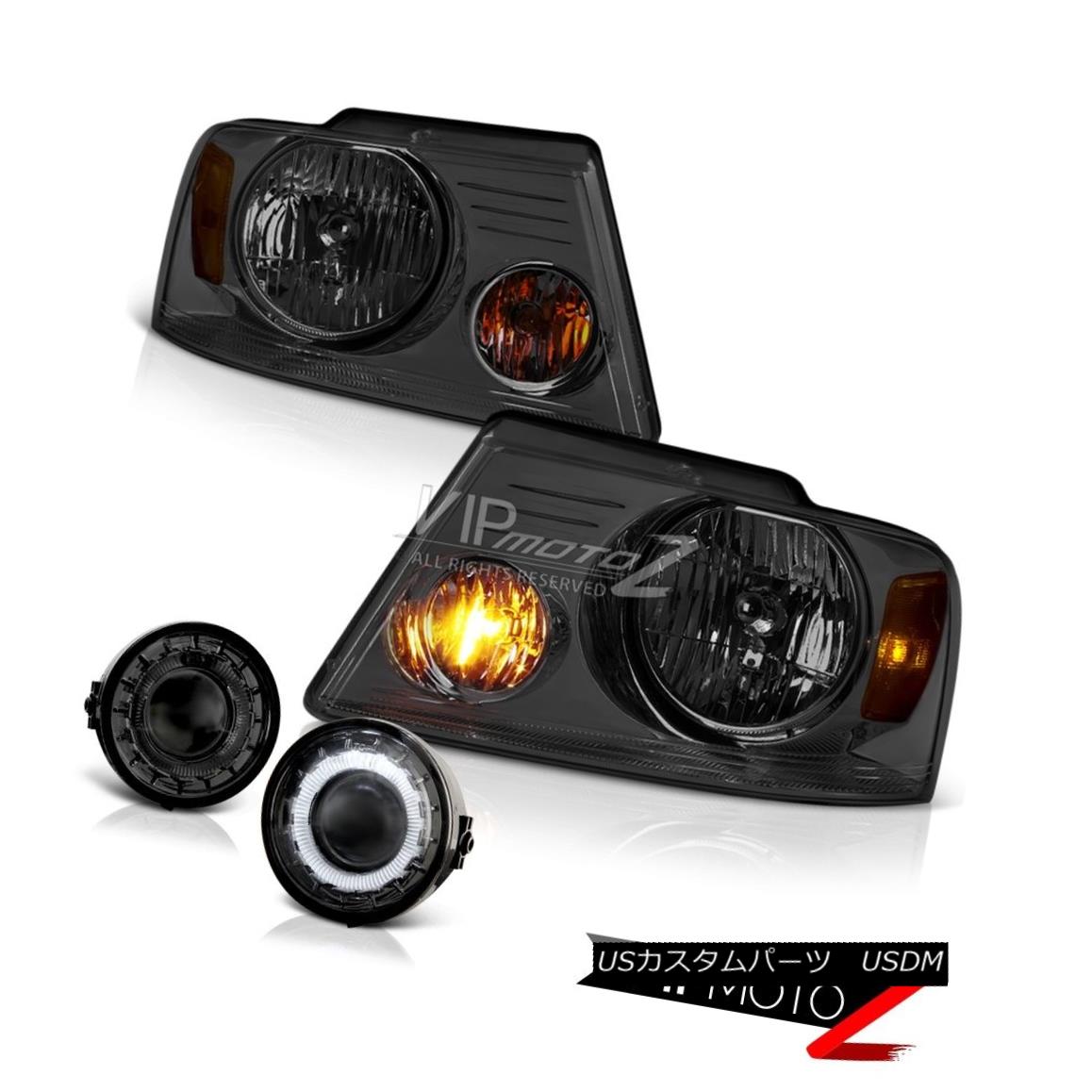 ヘッドライト Smoke Headlights+Smoke Halo Fog Light Lamp 2006 2007 2008 Ford F150 PickUp Truck スモークヘッドライト+スモー ke Halo Fog Light Lamp 2006 2007 2008フォードF150 PickUpトラック