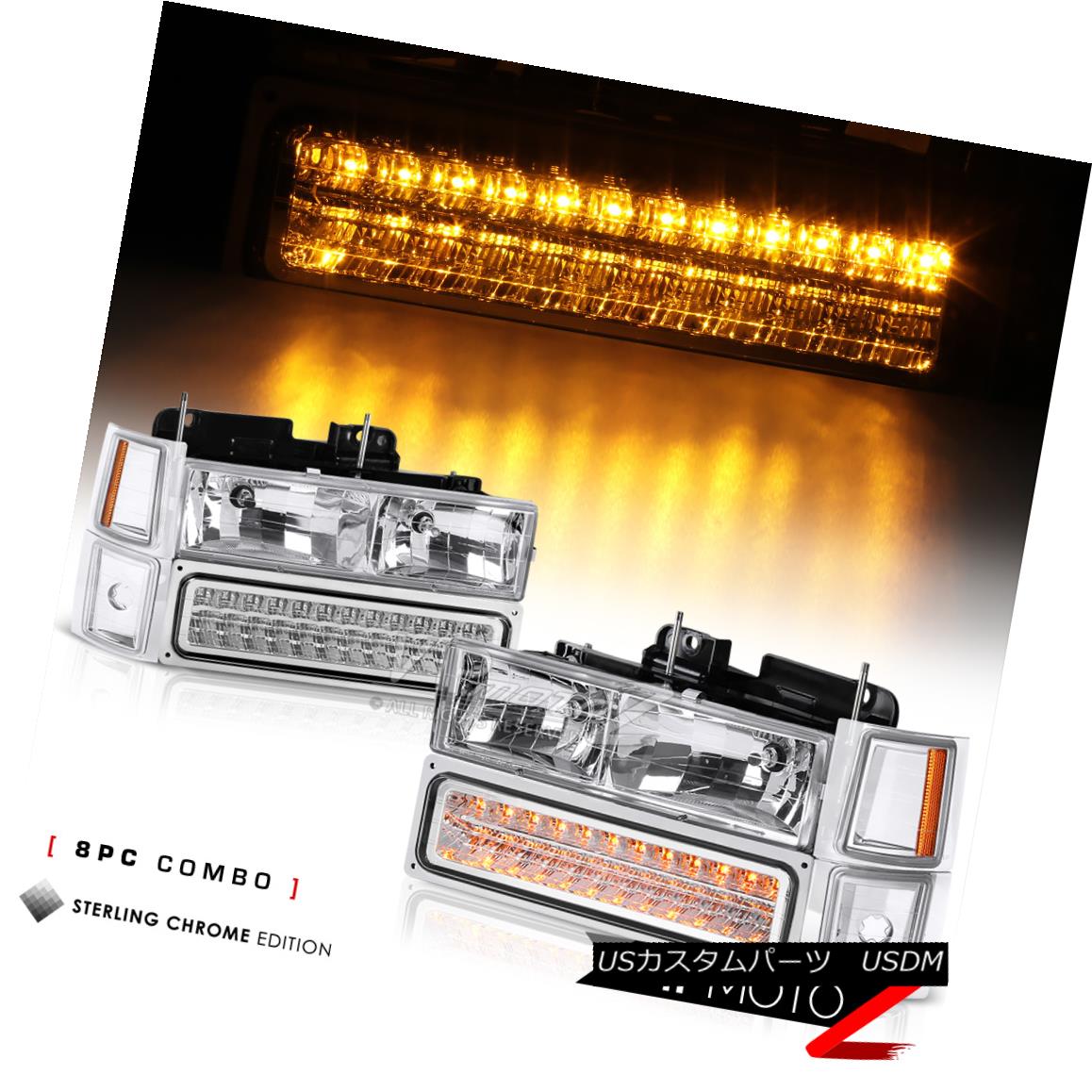 ヘッドライト 4PCS COMBO 94-98 C/K C10 1500/2500/3500 Pickup Clear Headlight+LED Parking Lamps 4P..