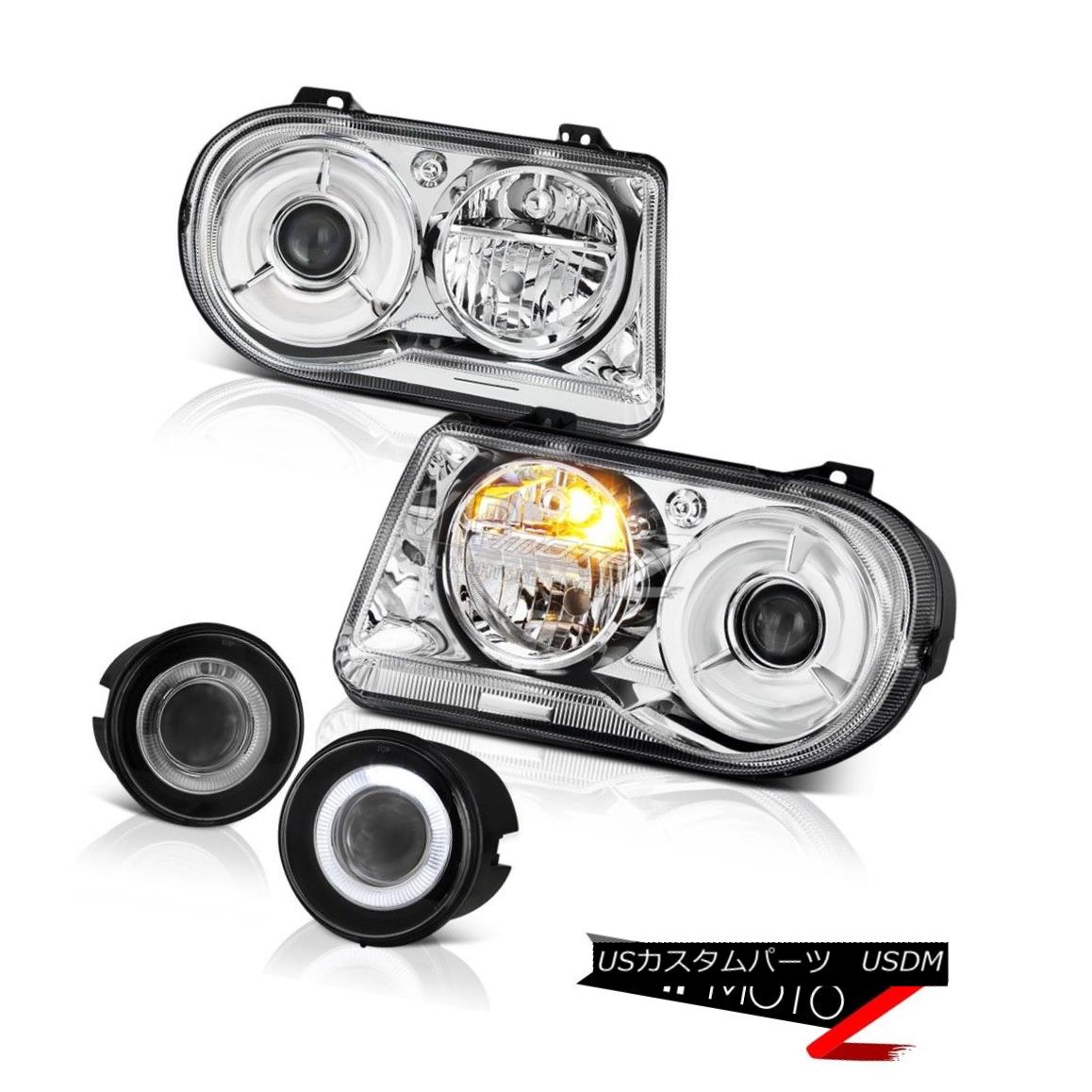 ヘッドライト 05-07 Chrysler 300C 6.1L Chrome Headlights Clear Headlamps Projector Foglights 05-07クライスラー300Cクロームヘッドライトクリアヘッドランププロジェクターフォグライト