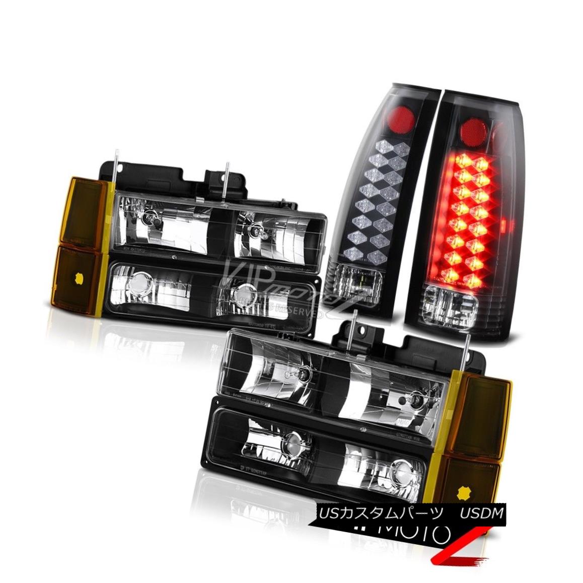 ヘッドライト 94-98 Sierra 3500 Inky Black Tail Lamps Headlamps Corner LED SMD 