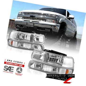 ヘッドライト 00-06 Suburban 2500 Chrome Signal Headlamps Sinister Black LED Tail Brake Lights 00-06郊外の2500クローム信号ヘッドランプ不快な黒LEDテールブレーキライト