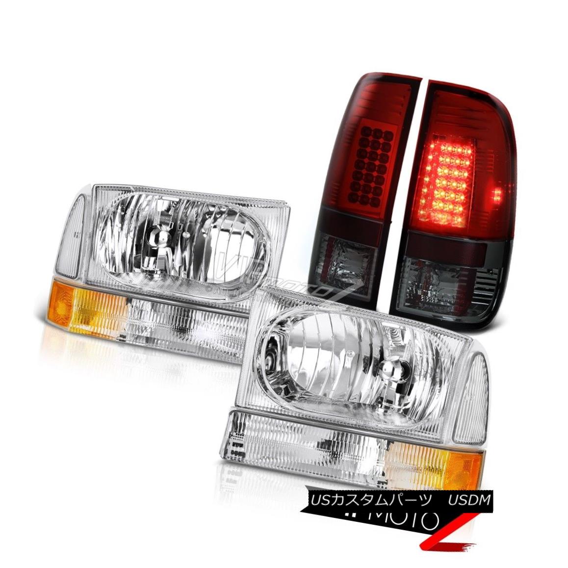 ヘッドライト Chrome Headlamps Headlights Smokey Red Tail Light 99-04 F250 F350 5.4L SuperDuty クロームヘッドランプヘッドライトスモークレッドテールライト99-04 F250 F350 5.4LスーパーDuty