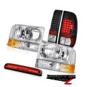 ヘッドライト 99-04 F350 Turbo Diesel Left Right Headlamps Black LED Tail Lamps Roof 3r...