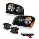 ヘッドライト 05-07 Dodge Magnum Sxt Fog Lights Black Headlights Crystal Lens Factory Style 05-07ダッジマグナムSxtフォグライトブラックヘッドライトクリスタルレンズファクトリースタイル