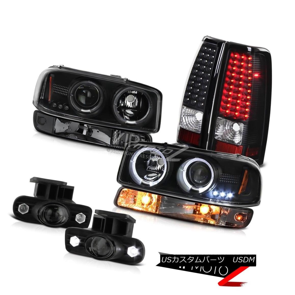 ヘッドライト 99-02 GMC Sierra Smoked fog lamps smd tail parking light Headlights Dual Halo 99-02 GMC Sierraスモークフォグランプsmdテールパーキングライトヘッドライトデュアルヘイロー