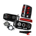 ヘッドライト 2002-2005 Ram Quad Cab Black Smoke Headlight Tail Light Brake lamps LED F...