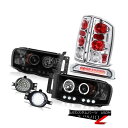 ヘッドライト 02-05 Ram Quad Cab 2X Angel Eye Headlight Rear High Brake Tail Lights LED...
