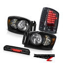 ヘッドライト Black Headlamps Tinted LED Brake Lights 3rd Cargo 2007 2008 Dodge Ram 150...