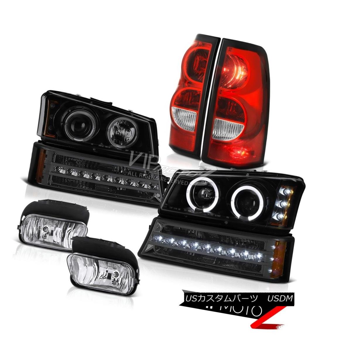 ヘッドライト 03-06 Chevy Silverado Fog Lights Rear Brake Turn Signal Smoke Tinted Headlamps 03-06 Chevy Silveradoフォグライトリアブレーキターンシグナルスモークティントヘッドランプ
