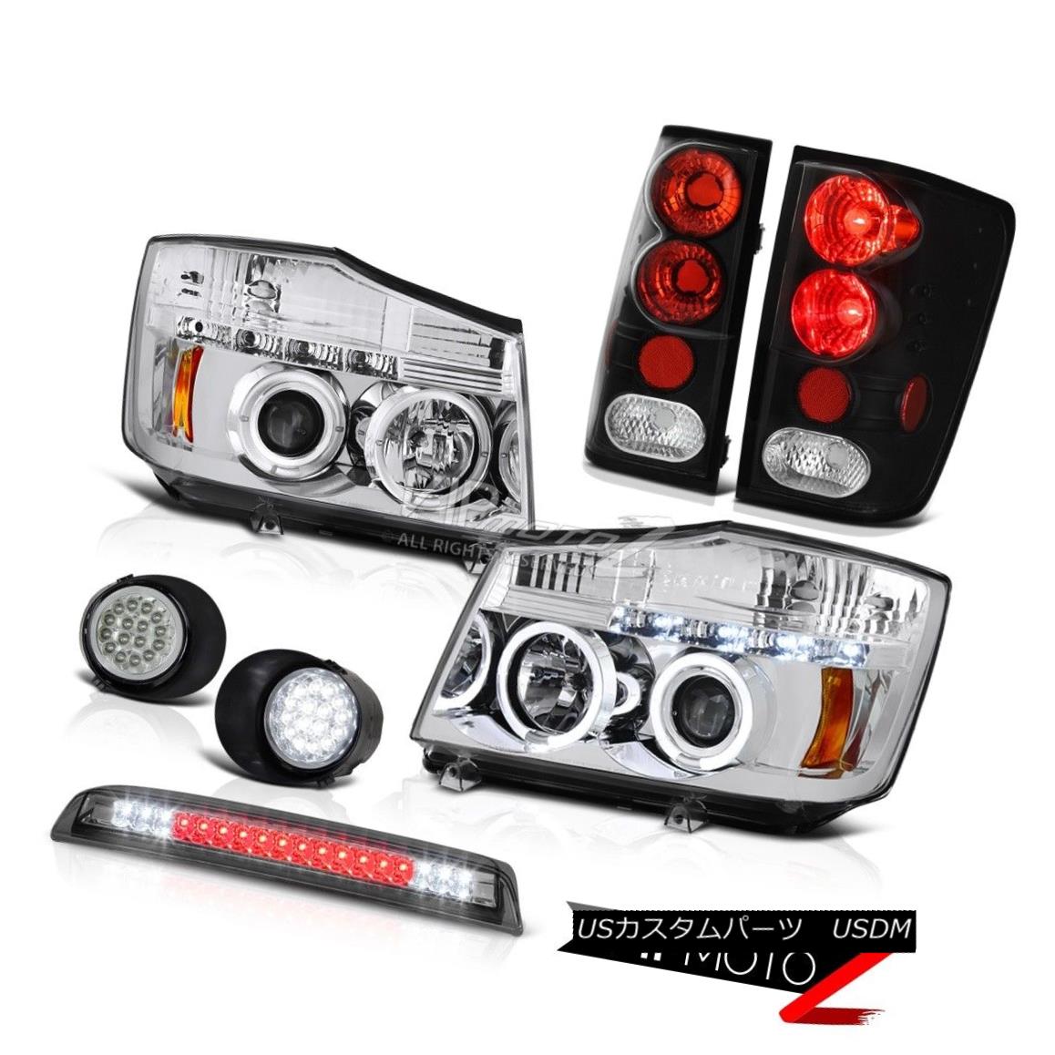 ヘッドライト For 2004-2015 Titan 4X4 Dual Halo Headlights Tail Lights Fog Smoke 3rd Brake LED 2004年から2015年の間、タイタン4X4デュアルヘイローヘッドライトテールライトフォグスモーク第3ブレーキLED