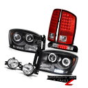 ヘッドライト 2006 Dodge Ram Magnum V8 Black Halo LED Headlights Taillamps Clear Fog 3r...