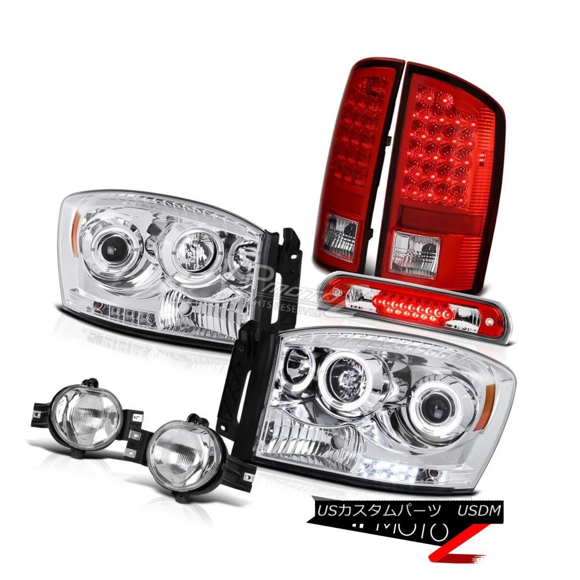 ヘッドライト 2007 2008 Ram SLT Halo Rim Headlights Smoke Red Brake LED Tail Lights Roof Cargo 2007年2008年ラムSLTハローリムヘッドライトスモークブレーキLEDテールライトルーフカーゴ