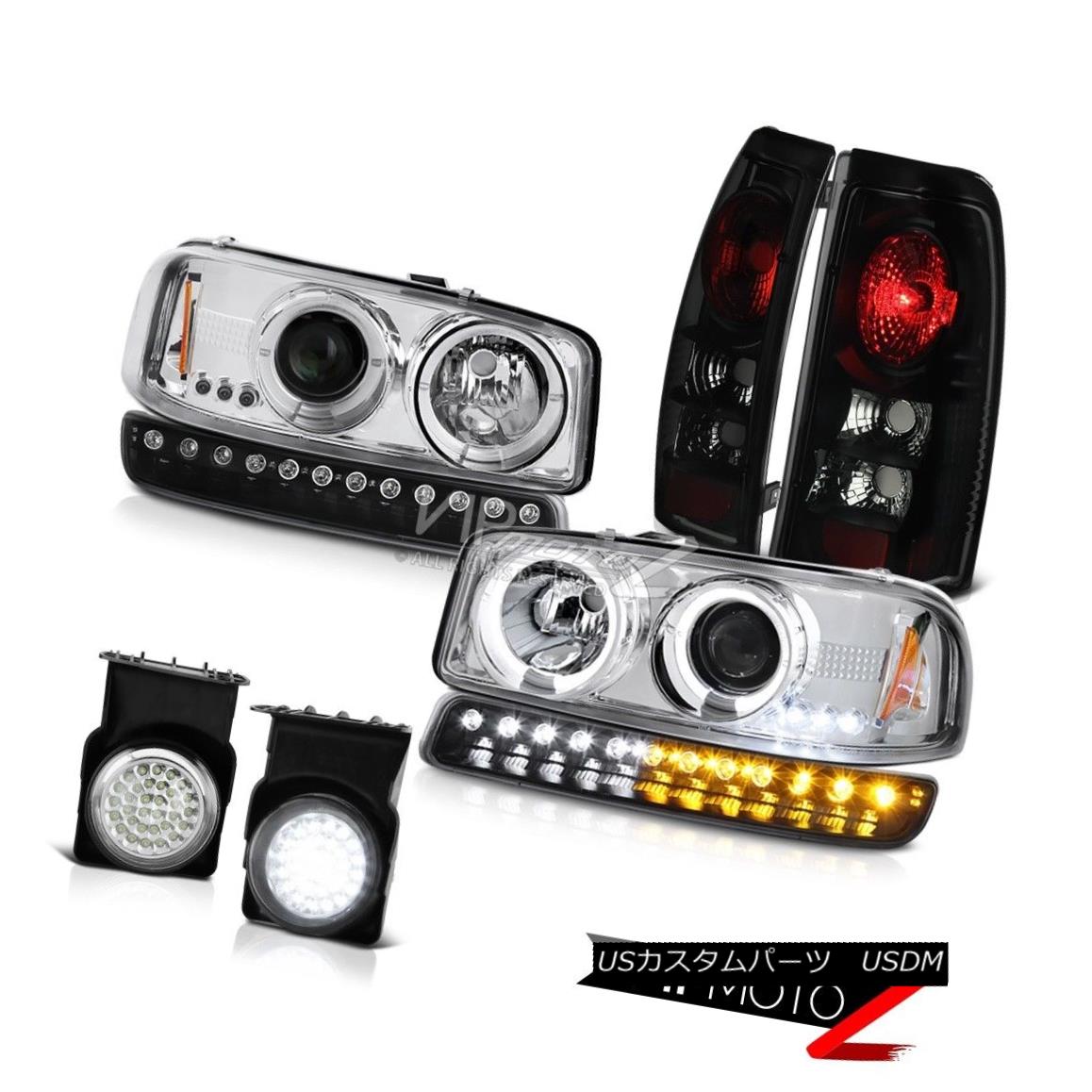 ヘッドライト 03-06 Sierra C3 Foglamps dark tinted tail lamps black bumper light headlights 03-06 Sierra C3 Foglampsダークテールテールランプブラックバンパーライトヘッドライト(2)