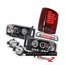 ヘッドライト 2002-2005 Dodge Ram Black Headlights Projector LED Tail Lamps Fog 3RD Car...