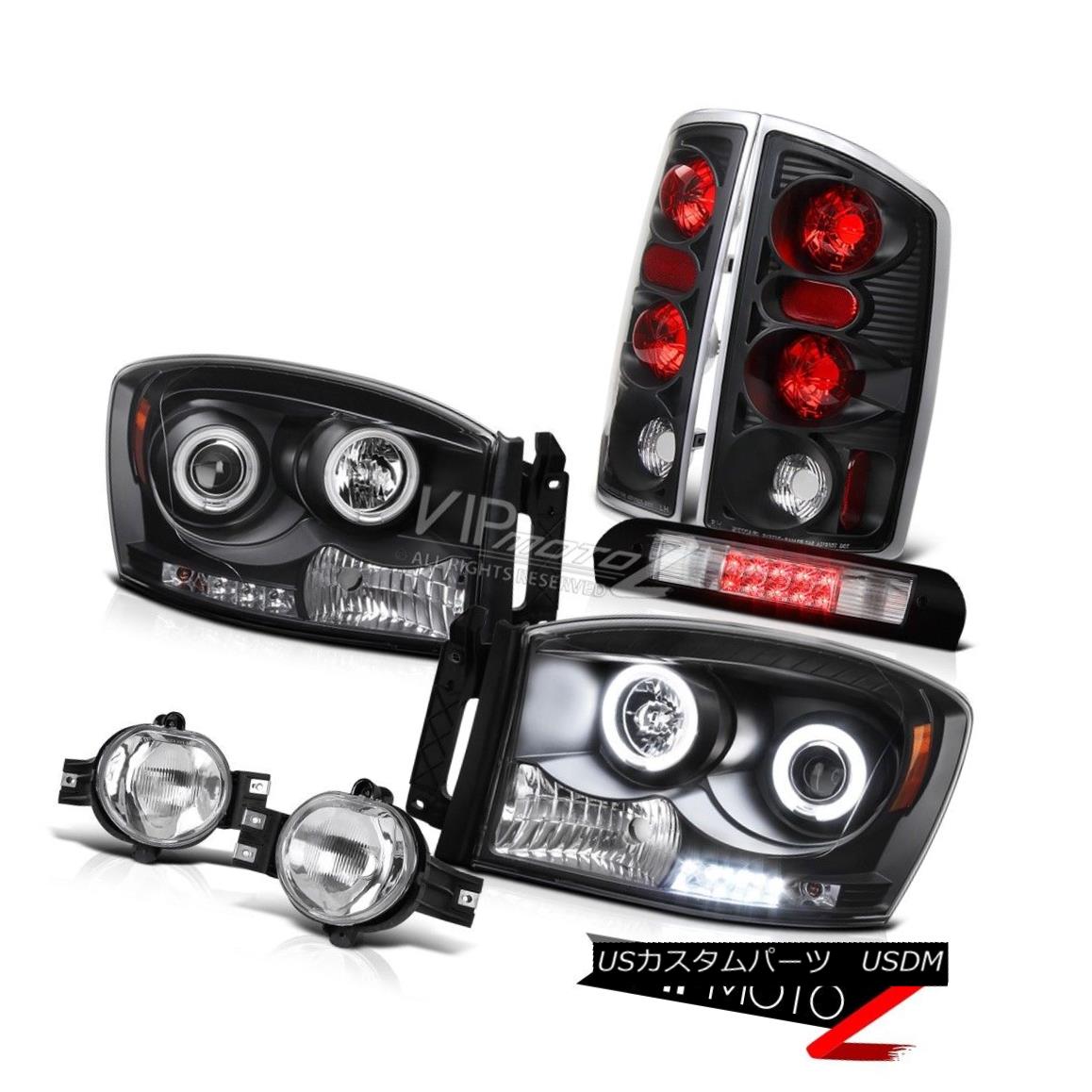 ヘッドライト 06 Dodge Ram 1500 CCFL Angel Eye Headlights Rear Brake Lights Euro Fog High LED 06ダッジラム1500 CCFLエンジェルアイヘッドライトリアブレーキライトユーロフォグハイLED