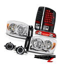 ヘッドライト 07 08 Ram WS Left Right Headlights L.E.D Rear Tail Lights Halo Fog 3RD Ca...