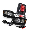 ヘッドライト 2007 2008 Dodge Ram Black Diamond Headlights Smoke LED Tail Lights Fog 3r...