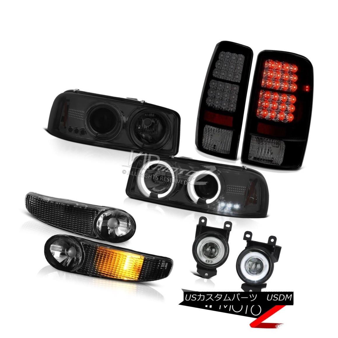 ヘッドライト Signal Sinister Black LED Tail Light Fog 01-06 Yukon Denali Angel Eye Headlights シ..