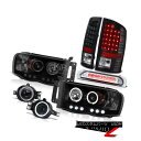ヘッドライト Dodge Ram 02-05 Quad Cab Halo Headlight Smoke LED Tail Light Foglight 3rd...