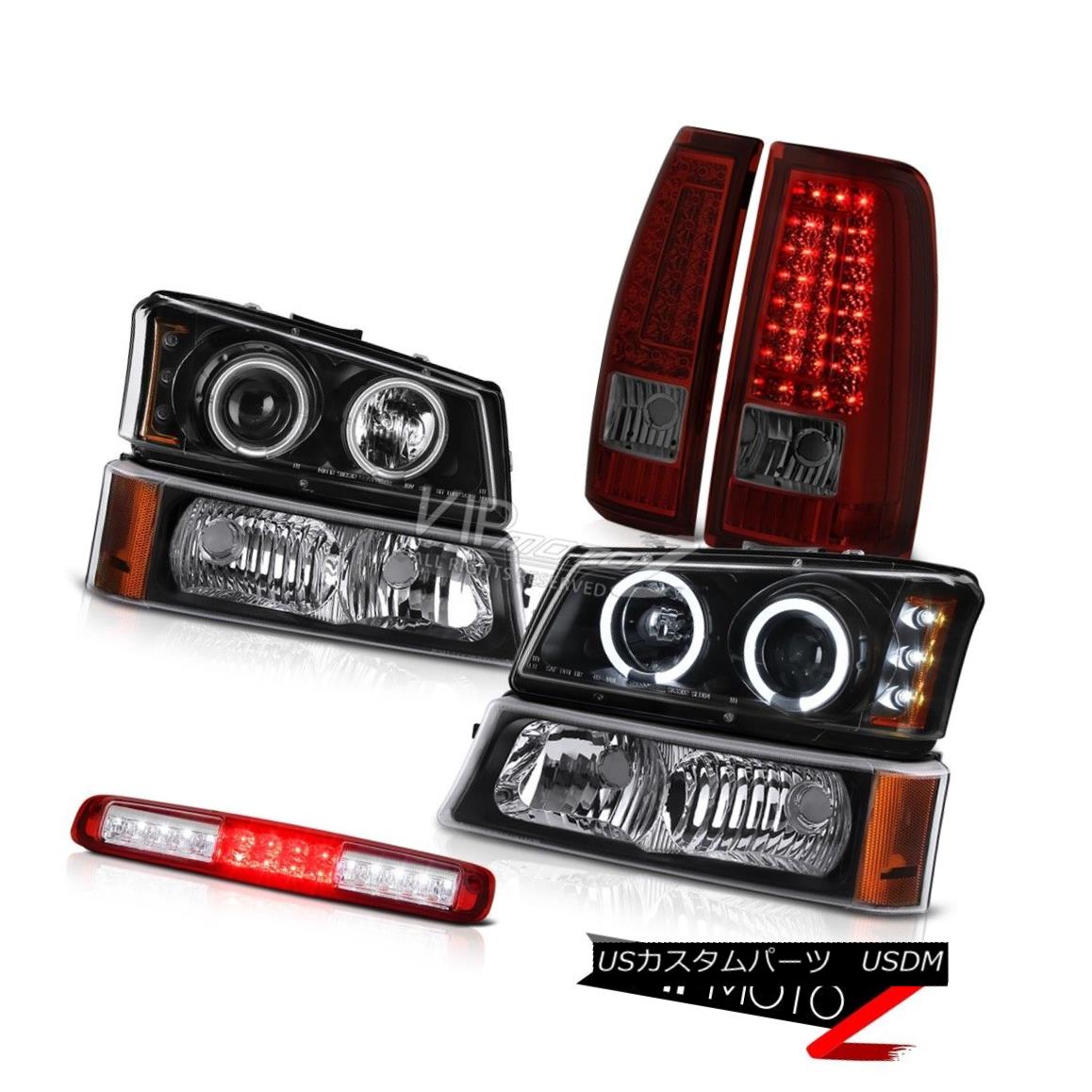 ヘッドライト 03-06 Silverado Roof Brake Light Smokey Red Tail Lamps Black Signal Headlamps 03-06 Silverado屋根のブレーキライトスモーキーレッドテールランプブラックシグナルヘッドランプ