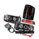 ヘッドライト 02 03 04 05 Ram Black Angel Headlight Tinted Brake Tail Lights LED Fog 3r...
