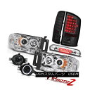 ヘッドライト 2002-2005 Ram PowerTech LED DRL Headlamps Tint Brake Lights Halo Fog Thir...
