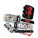 ヘッドライト CCFL Halo Headlamp Sinister Black LED Brake Light Fog 3rd Cargo 02-05 Ram...
