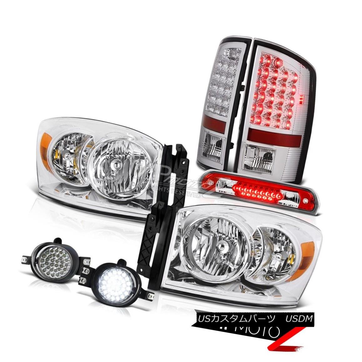 ヘッドライト 07 08 Ram ST Left Right Headlight Chrome Tail Lamp LED Foglights 3rd Brake Cargo 07 08 Ram ST左ライトヘッドライトクロームテールランプLEDフォグライト第3ブレーキカーゴ