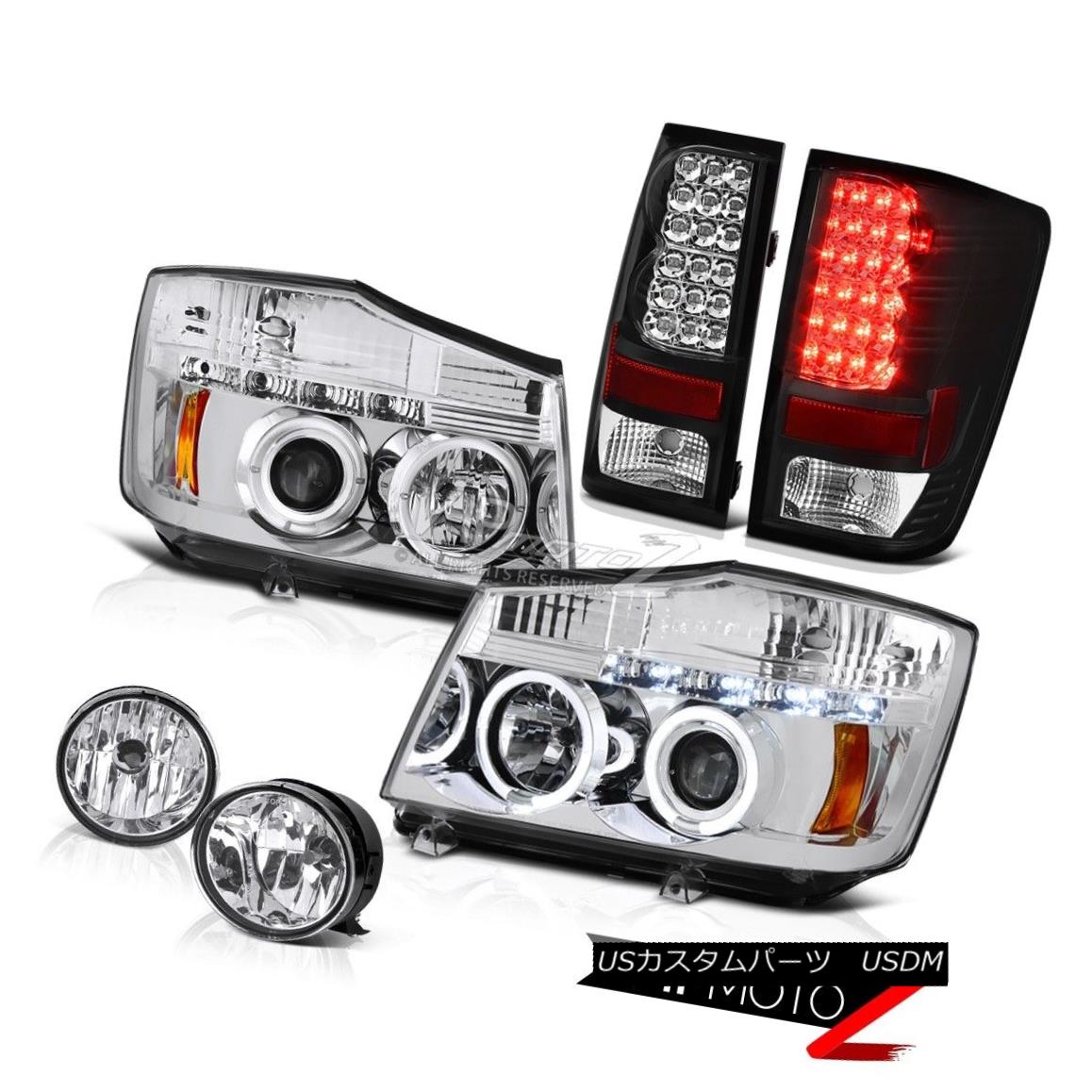 ヘッドライト For 2004-2015 Titan 2x Halo Projector Headlight LED Bulbs Tail Lamp Chrome Fog 2004年?2015年Titan 2x HaloプロジェクターヘッドライトLED電球テールランプChrome Fog