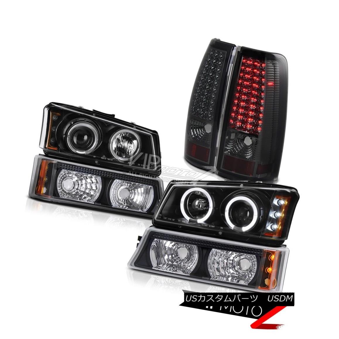 ヘッドライト Black Halo DRL Projector Headlight Rear Brake Tail Light 2003-2006 Silverado LTZ ブ..