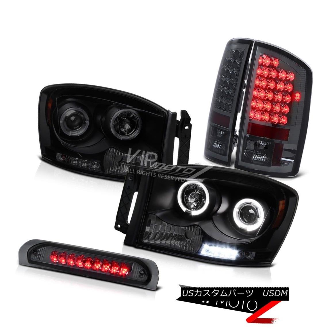 ヘッドライト 06 Ram 1500 2500 3500 Smoke Halo LED Headlight 3RD Brake Lamp Taillight Taillamp 06ラム1500 2500 3500スモークハローLEDヘッドライト3RDブレーキランプティアライト・タイルランプ