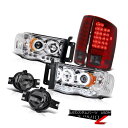 ヘッドライト Quad Cab Dodge Ram 2002-2005 DRL CCFL Headlight+Red SMOKE LED Tail+Fog La...