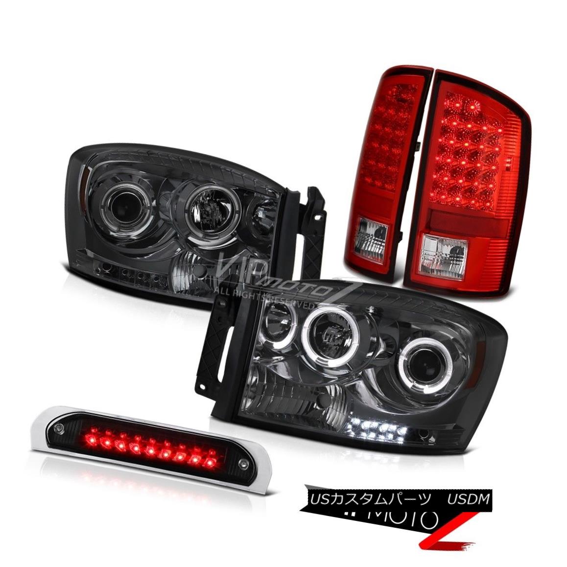 ヘッドライト Dark Halo LED Headlamp Brake Tail light High Stop Black 2007-2008 Ram Magnum V8 ダークハローLEDヘッドランプブレーキテールライトハイストップブラック2007-2008ラムマグナムV8