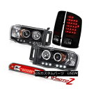 ヘッドライト Black LED DRL Headlamps Smoke Brake Lamps Third Cargo 2002-2005 Ram Power...