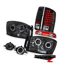 ヘッドライト 07 08 Ram V6 Smoke Halo Headlights L.E.D Rear Tail Lights Driving Fog 3RD...
