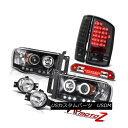 ヘッドライト 02-05 Ram 2500 Black Angel Eye Projector LED Brake Lamps Driving Fog Thir...