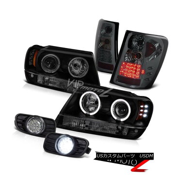 ヘッドライト 1999-2003 Jeep Grand Cherokee 2x Angel Eye Headlights LED Tail Brake Lights Fog 1999-2003ジープグランドチェロキー2xエンジェルアイヘッドライトLEDテールブレーキライトフォグ